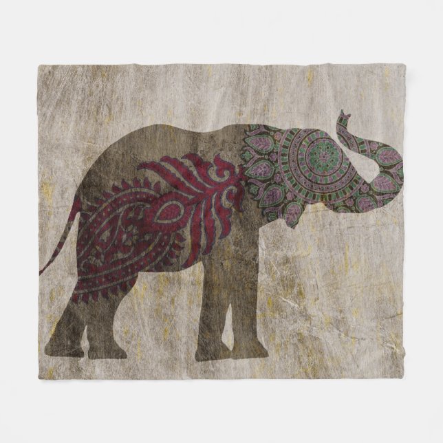 Zen Tribal Elephant Fleecefilt (Framsidan (Horisontell))