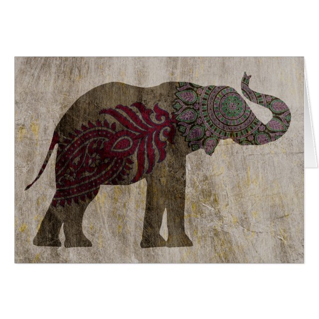 Zen Tribal Elephant Hälsningskort (Framsidan Horizontal)