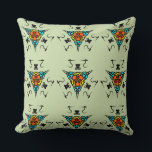 "Zen Tribal Totem" Kudde<br><div class="desc">High-quality seamless pattern featuring intricate tribal motifs and vibrant geometric shapes on a calming green background. A sophisticated and modern design perfect for professional home decor and lifestyle products."</div>