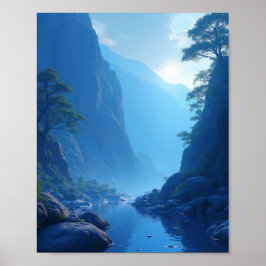 Zen tystnad i blått poster