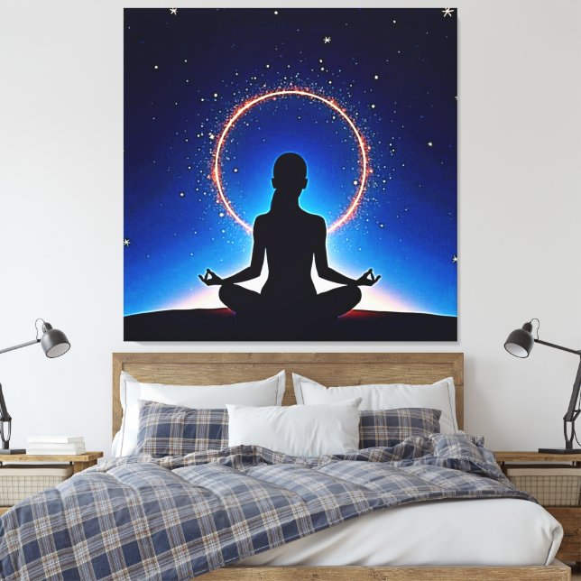 Zen Under Stars: Cosmic Meditation Canvastryck (Insitu (sovrum))