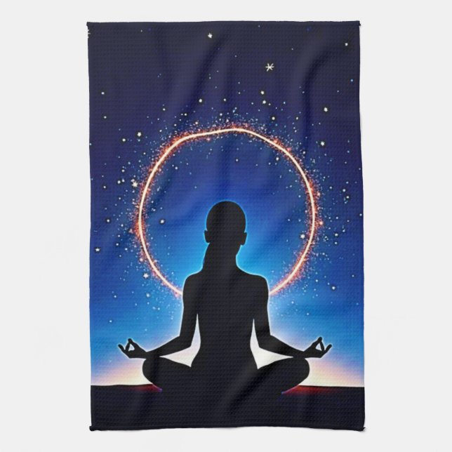 Zen under stjärnorna: Kosmisk meditation Kökshandduk (Vertikal)