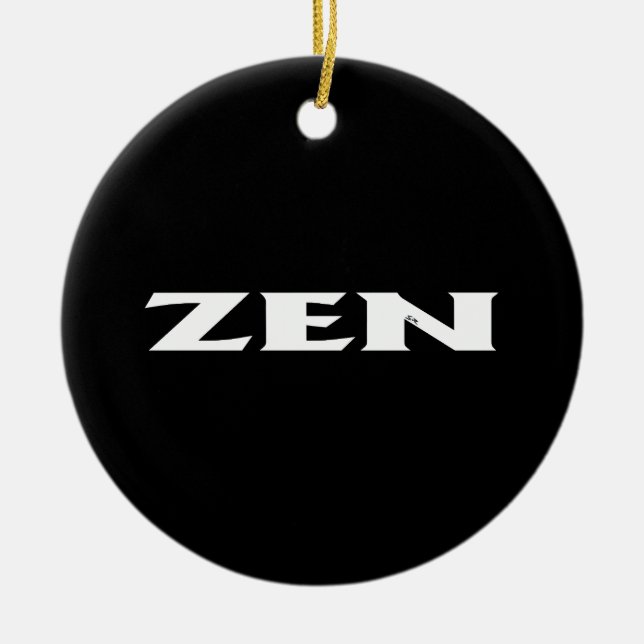Zen vit svart, rund keramisk ornament (Framsidan)