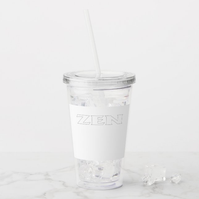 Zen vit vit vit klar akryltumör take away mugg (Framsida Ice)
