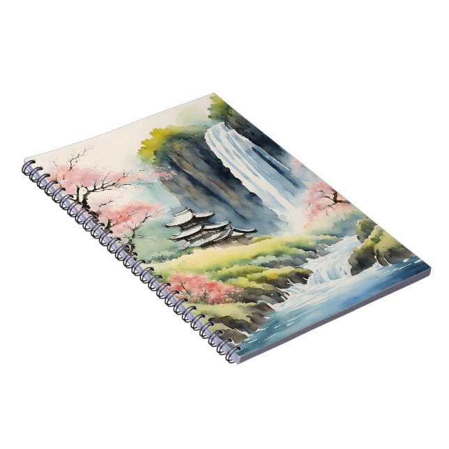 Zen Watercolor House Notebook Anteckningsbok (Högra Sidan)