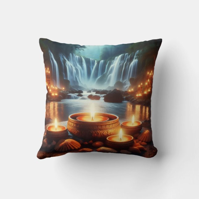Zen Waterfall & Candles Luxury Kudde (Baksida)