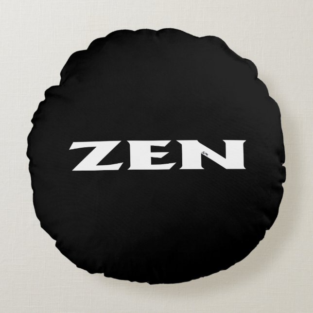 Zen white black round poly dekorativ kudde (Framsidan)