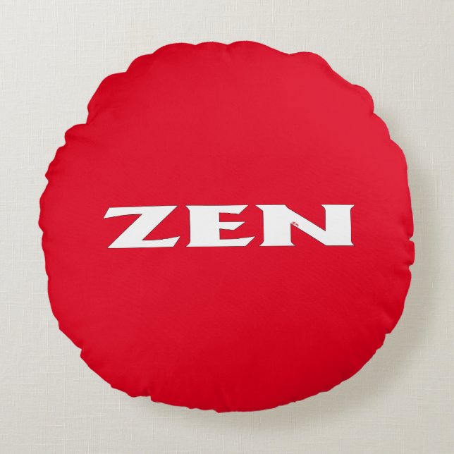 Zen white Red round poly dekorativ kudde (Framsidan)