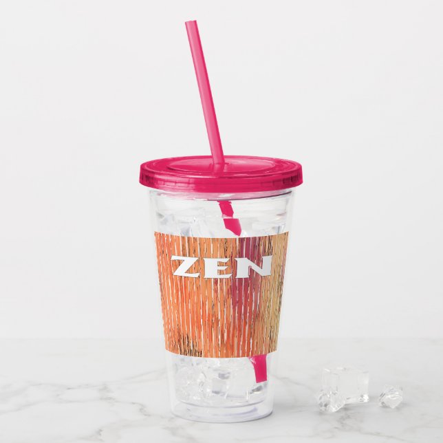 Zen white reeds fuchsia acrylic tumbler take away mugg (Framsida Ice)