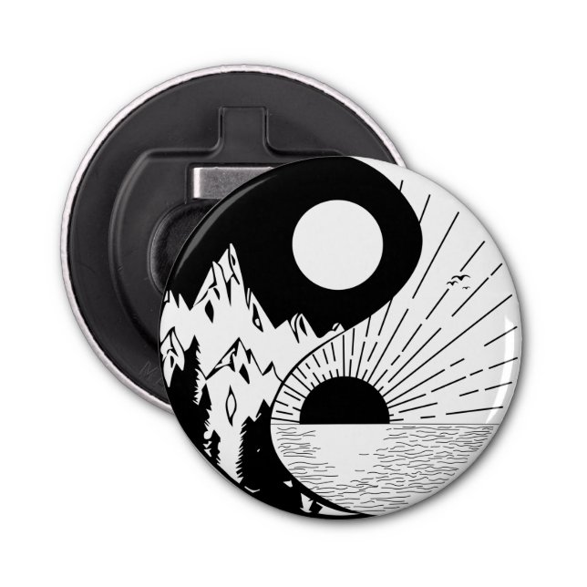 Zen Yin Yang Black White Flasköppnare (Framsidan)