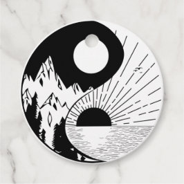 Zen Yin Yang Black White Gåvor Etiketter