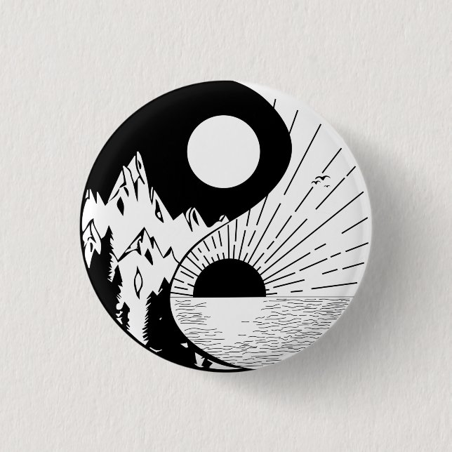 Zen Yin Yang Black White Knapp (Framsida)
