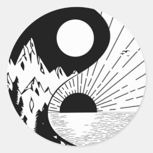 Zen Yin Yang Black White Runt Klistermärke