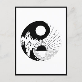 Zen Yin Yang Black White Vykort