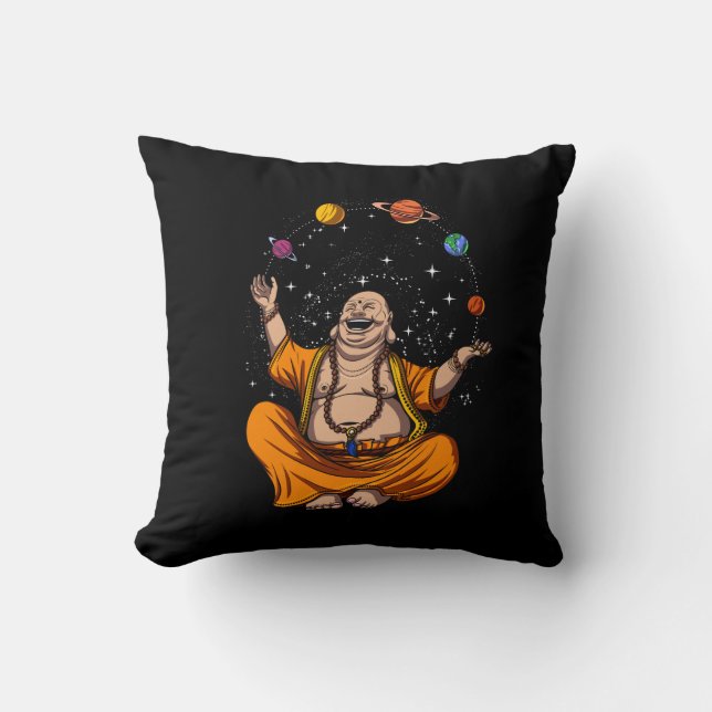 Zen Yoga Buddha Juggling Space Planets Meditation Kudde (Framsida)