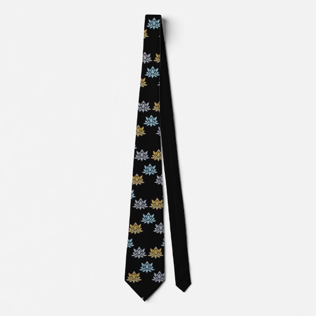 Zen Yoga Lotus Flower Blue Grått Guld Slips (Framsida)