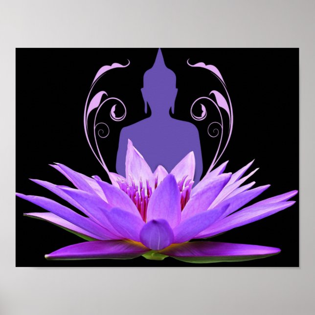 Zen Yoga Meditation Lotus Flower Poster (Framsidan)