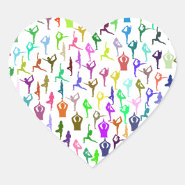 Zen Yoga Meditation Poses & Positions Hjärtformat Klistermärke