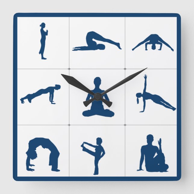 Zen Yoga Meditation-positioner Fyrkantig Klocka (Framsida)