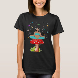 Zen Yoga Meditation Pregnant Women Mushroom Buddha T Shirt