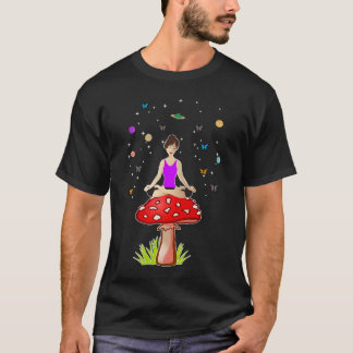Zen Yoga Meditation Women Mushroom Buddha psychede T Shirt