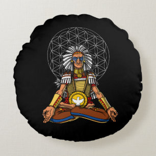 Zen Yoga Native American Chief Indian Meditation Rund Kudde