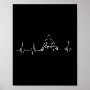 Zen Yoga Och Meditation Hjärtbeat Med Korslagda Be Poster