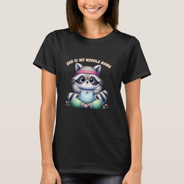 Zen Yoga Raccoon Cute Animal Älskare Tee (Framsida)