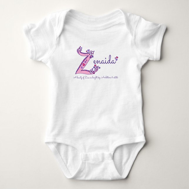 Zenaida flickor Z namn betydelse anpassad tee (Framsida)