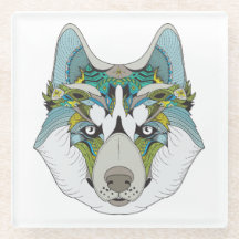 Zenart Patterned Husky Hund Blue Husky Ansikte