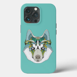 Zenart Patterned Husky Hund Blue Husky Ansikte