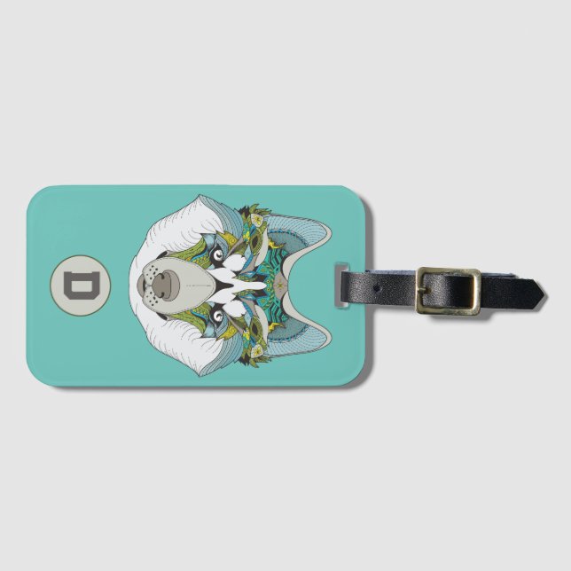 Zenart Patterned Husky Hund Blue Husky Ansikte Bagagebricka (Framsida horisontal)