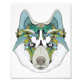 Zenart Patterned Husky Hund Blue Husky Ansikte Fototryck