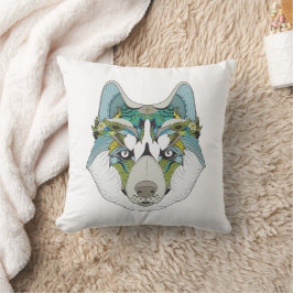 Zenart Patterned Husky Hund Blue Husky Ansikte Kudde