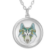 Zenart Patterned Husky Hund Blue Husky Ansikte