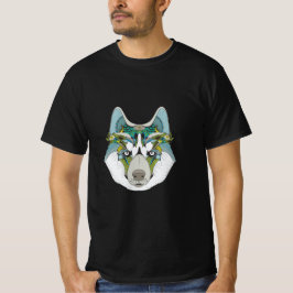 Zenart Patterned Husky Hund Blue Husky Ansikte T Shirt