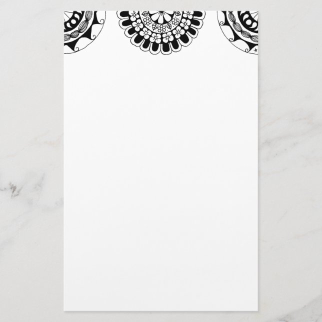 Zendoodle mandala header 3 brevpapper (Framsida)