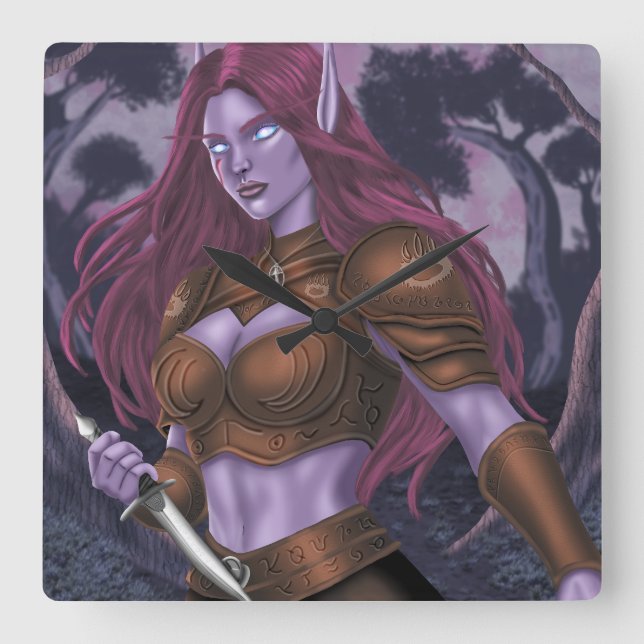 Zendyr i skogen fyrkantig klocka (Framsida)