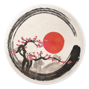 Zenen Enso cirklar och det Sakura träd Knopp