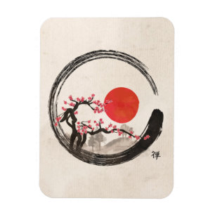 Zenen Enso cirklar och det Sakura träd Magnet