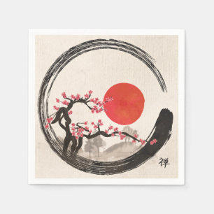 Zenen Enso cirklar och det Sakura träd Pappersservett