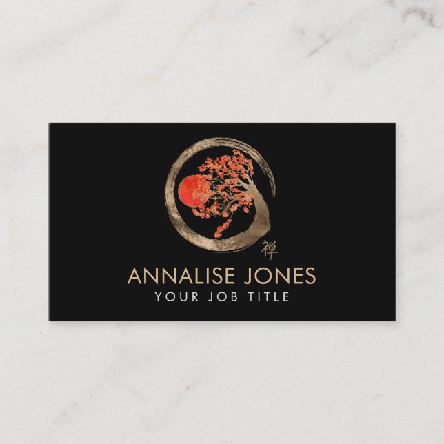 Zenen Enso cirklar och det Sakura träd Visitkort (Framsida)