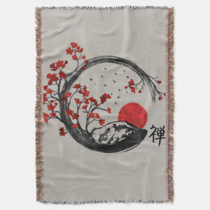 Zenen Enso cirklar och Sakura grenar Filt