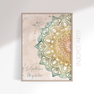 Zenfärgade och guldminkliga spirituella väggkonst