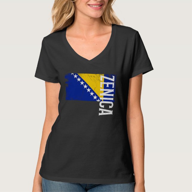 Zenica Bosnia Flag For Bosnian Men Women Kids  1 T Shirt (Framsida)