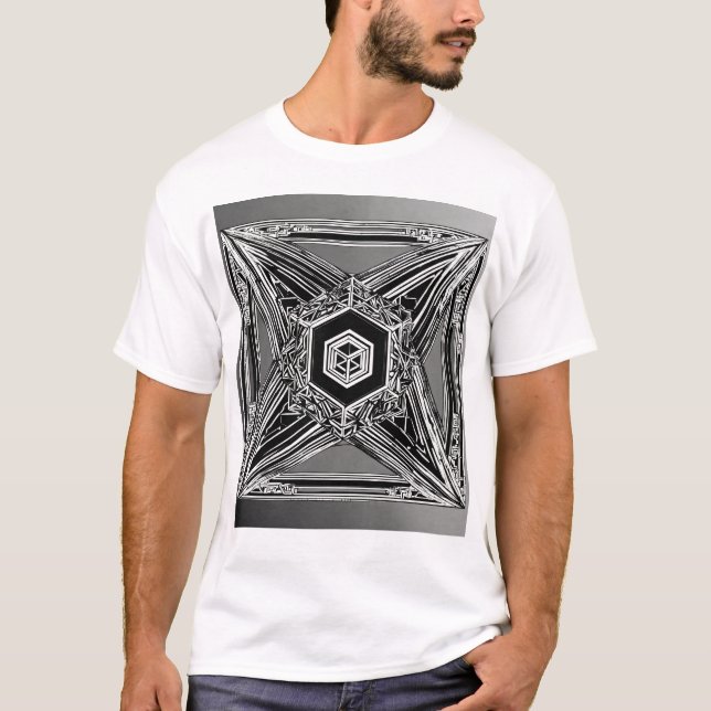 "Zenith of Existence: Taoist Tesseract Body Fract T Shirt (Framsida)