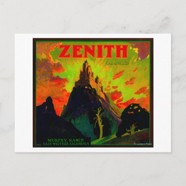 Zenith Orange LabelWhittier, CA Vykort (Framsida)