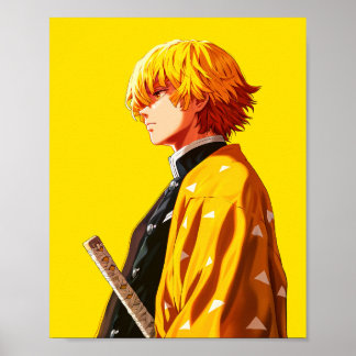 "Zenitsu Agatsuma - Thunder Breathing Demon Sayer Poster