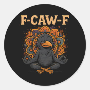 Zenkråka F Krax F Korp Fcawf Rolig Meditation Yoga Runt Klistermärke