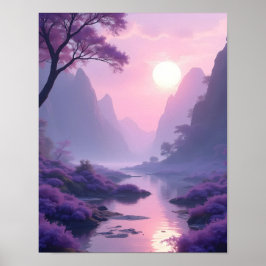 Zenlandskap i lugnande lavendel poster